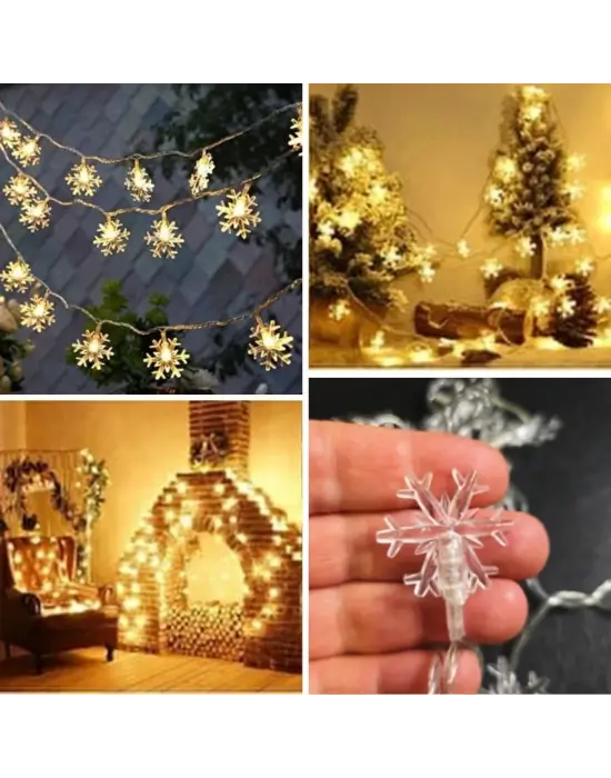 Kar Tanesi Şekilli 3.5 Metre USB LED Işık – 20 LED’li Dekoratif Kış ve Yılbaşı Aydınlatması