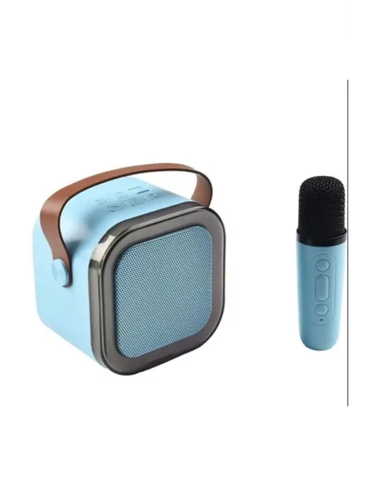 Karaoke Kablosuz Hoparlör Mikrofonlu Rgb Işıklı Bluetooth Speaker Tf Kart/usb Mavi