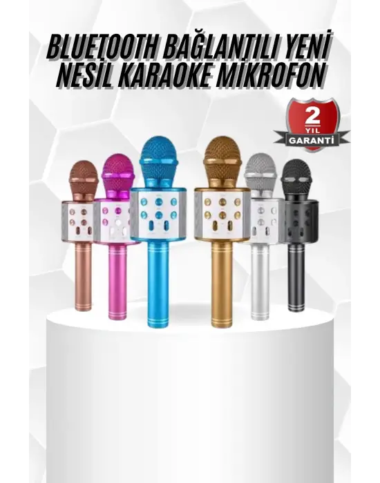 Karaoke Mikrofon Bluetooth Bağlantılı Aux Girişli Uzun Pil Ömrü Yüksek Ses Kaliteli
