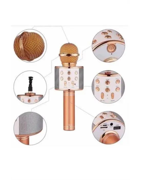 Karaoke Mikrofon Bluetooth Bağlantılı Aux Girişli Uzun Pil Ömrü Yüksek Ses Kaliteli