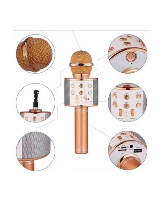 Karaoke Mikrofon Bluetooth Bağlantılı Aux Girişli Uzun Pil Ömrü Yüksek Ses Kaliteli