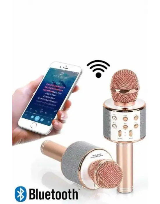 Karaoke Mikrofon Dahili Hoparlörlü Sd-usb-aux Girişli Bluetooth Hoparlör