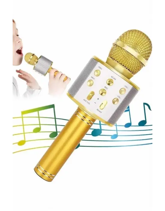 Karaoke Mikrofon Dahili Hoparlörlü Sd-usb-aux Girişli Bluetooth Hoparlör
