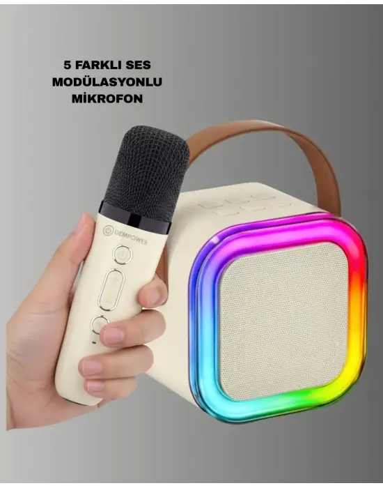 Karaoke Mikrofon Hoparlör Seti 6 Saat Kullanım Süresi