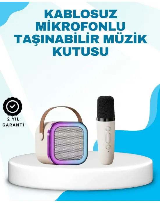 Karaoke Mikrofon Hoparlör Seti Bluetooth Kablosuz Taşınabilir