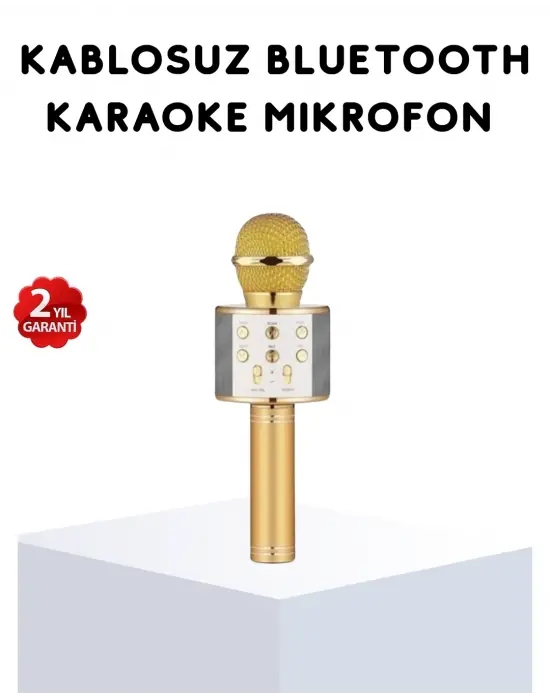 Karaoke Mikrofonu Bluetooth Usb Aux Girişli Yankı Efektli