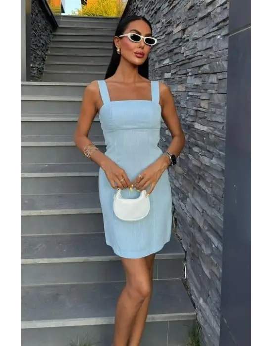 Kare Yaka Mini Elbise 2903