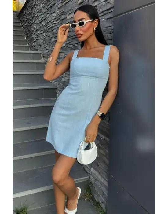 Kare Yaka Mini Elbise 2903