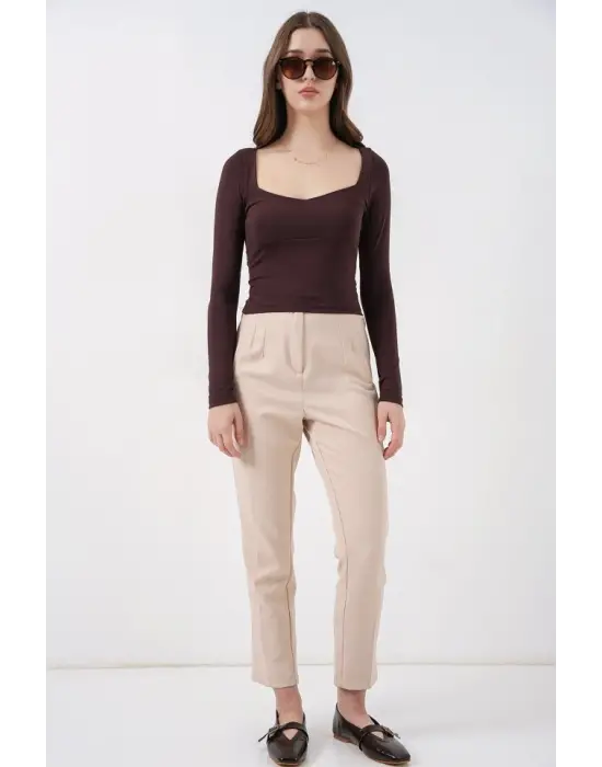 Modern Kare Yaka Slim Fit Bluz