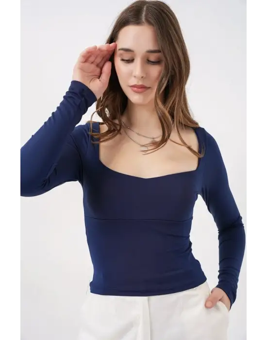 Modern Slim Fit Bluz - Lacivert