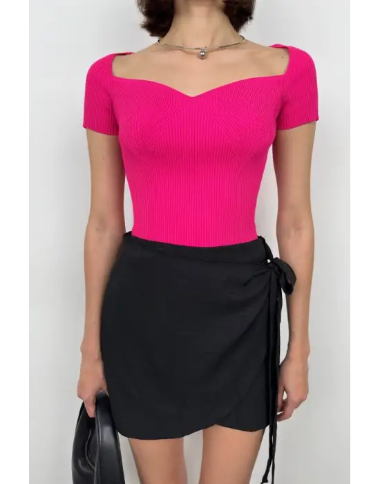 Kare Yaka Triko Bluz