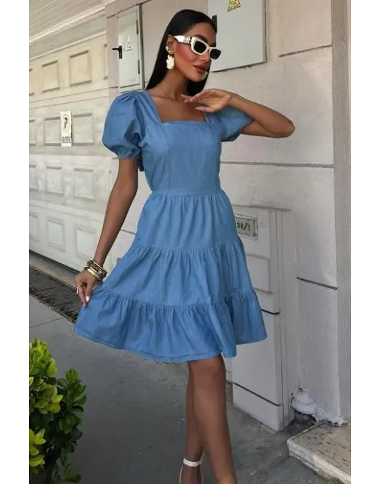 Omarı Elegan Gipe Detaylı Tensel Elbise