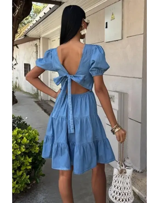 Omarı Elegan Gipe Detaylı Tensel Elbise