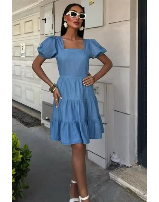 Omarı Elegan Gipe Detaylı Tensel Elbise