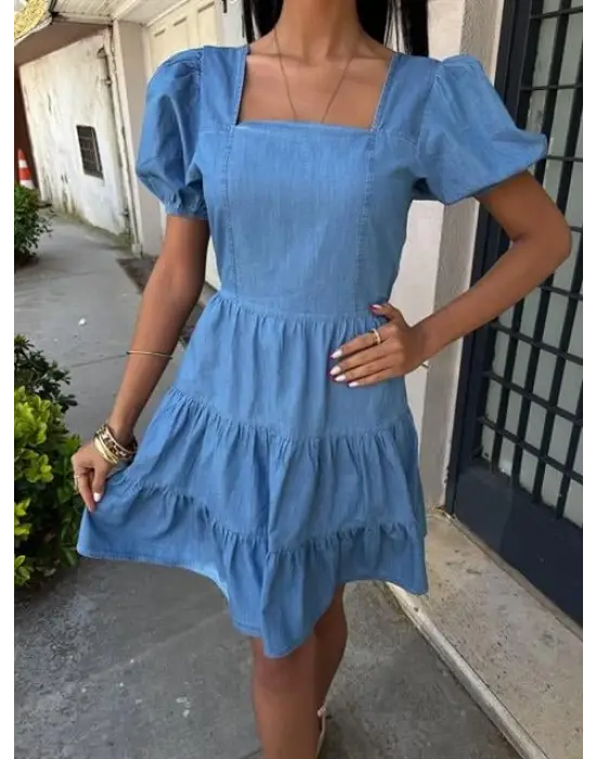 Omarı Elegan Gipe Detaylı Tensel Elbise