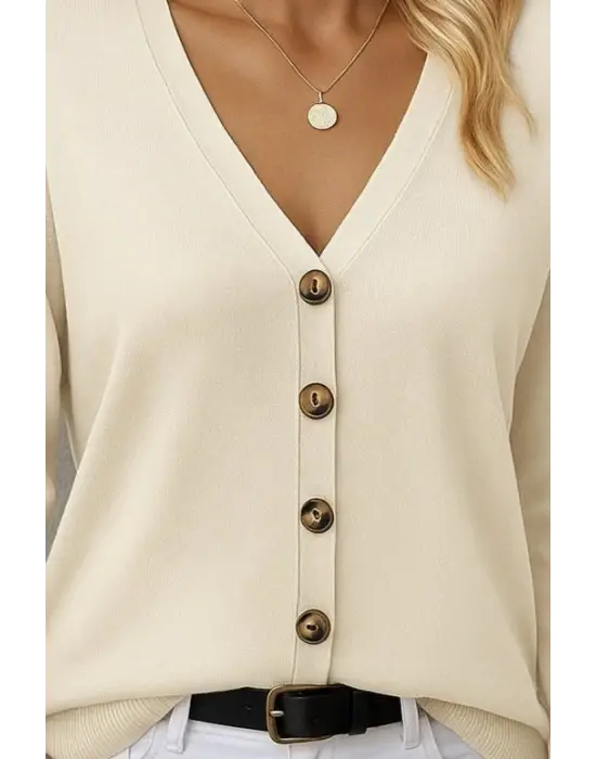 Kasın Uzun Kollu önü Düğmeli Kısa Hırka