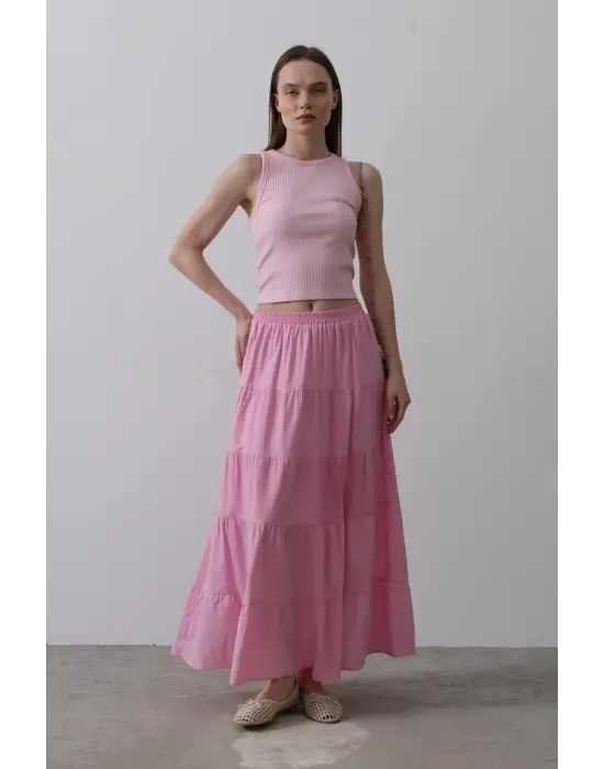 KAT KAT KETEN ETEK - Şeker Pembe