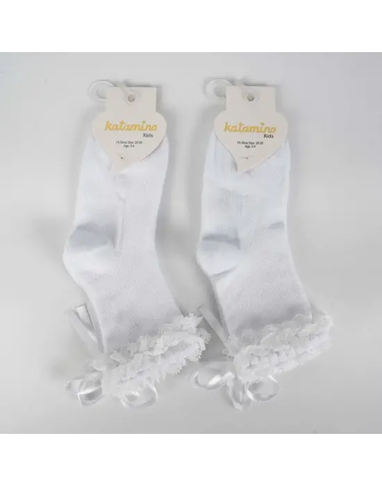 Omarı Yumuşak Pamuklu Beyaz Çocuk Soket Çorap
