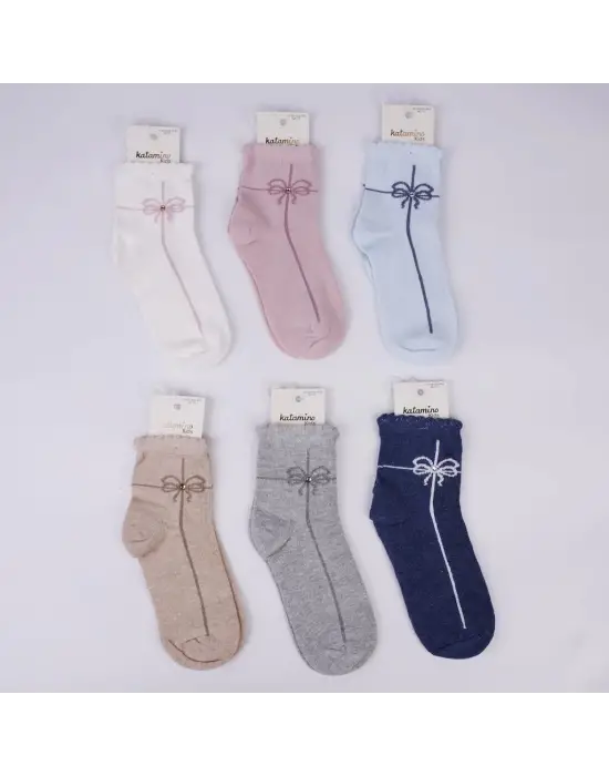 Omarı Renkli Desenli Kız Çocuk Soket Çoraplar