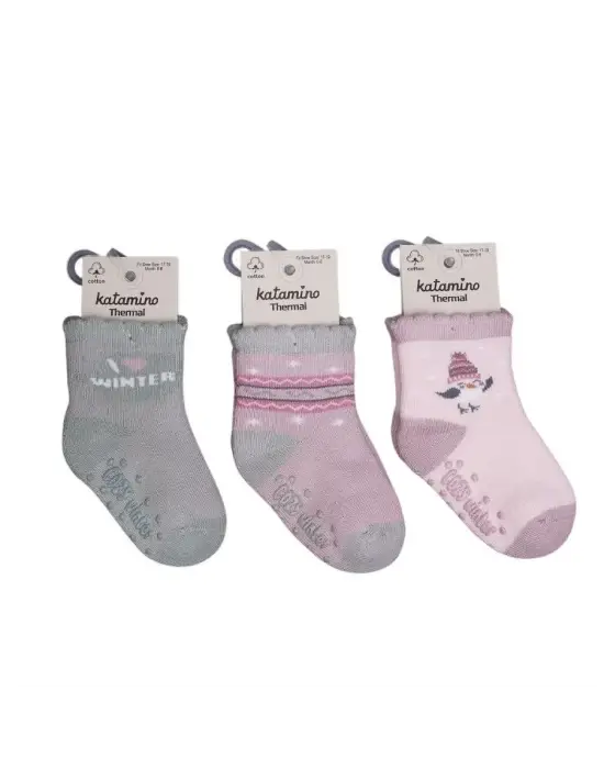 Katamino Zerin Absli Kız Bebek Havlu Soket Çorap K45908 Asorti