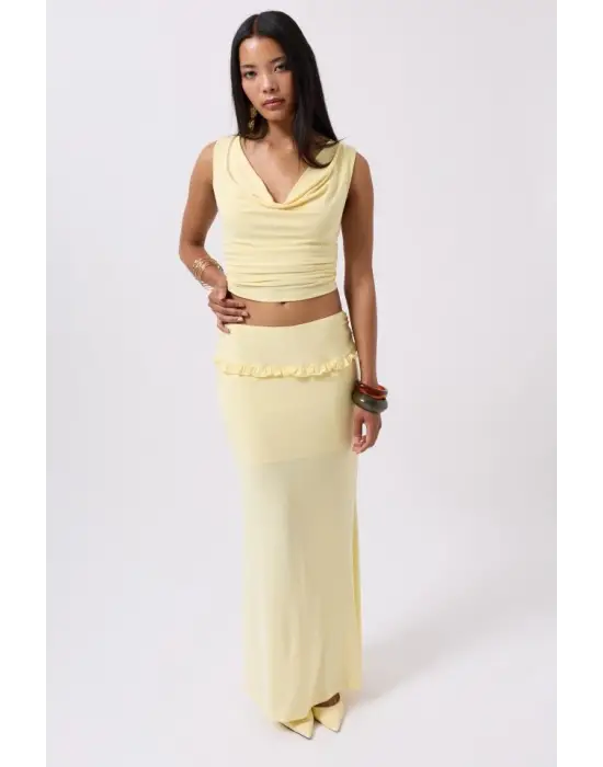 Katlama Bel Detay Maxi Etek