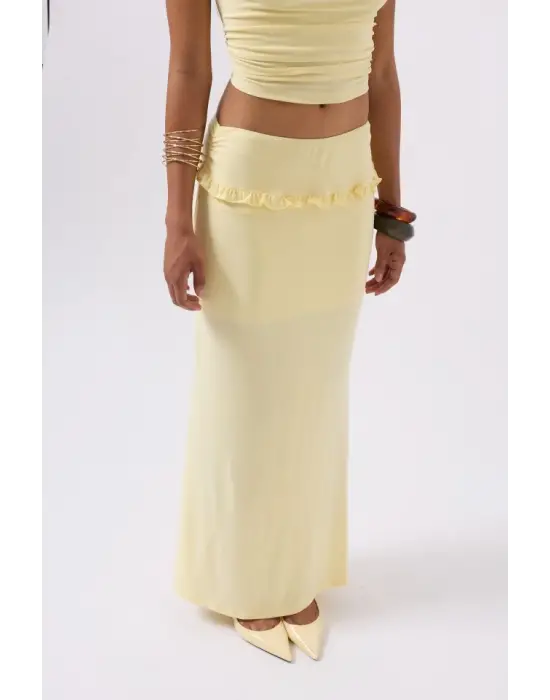 Katlama Bel Detay Maxi Etek
