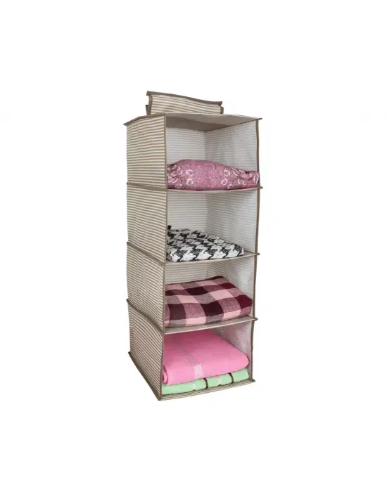 Omarı Katlanabilir Çok Amaçlı 4 Bölmeli Çizgili Bez Organizer