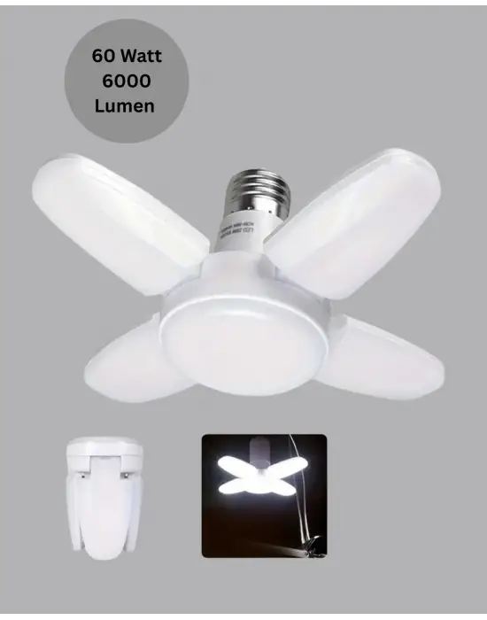 Katlanabilir 4 Kollu Led Ampül 60 Watt 6000 Lumen Beyaz Işık
