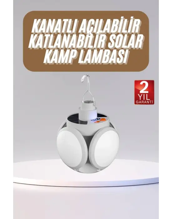 Katlanabilir Askılı Kamp Lambası 5 Kanatlı Pratik Güneş Enerjili