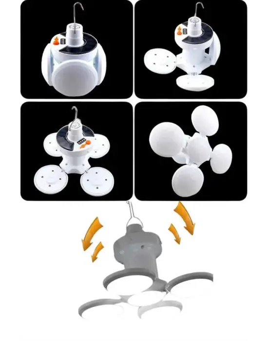 Katlanabilir Askılı Kamp Lambası 5 Kanatlı Pratik Güneş Enerjili