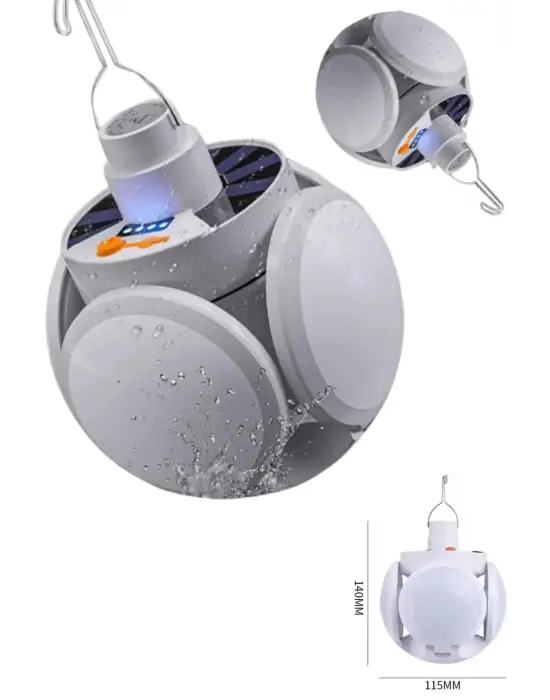 Katlanabilir Askılı Kamp Lambası 5 Kanatlı Pratik Güneş Enerjili