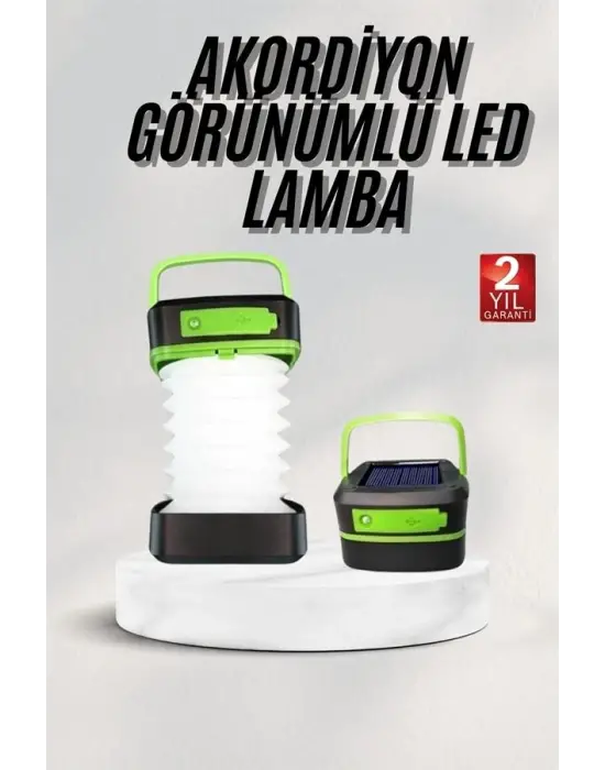 Katlanabilir Kamp Lambası Akordiyon Lamba Şarjlı 3 Kademeli Solar