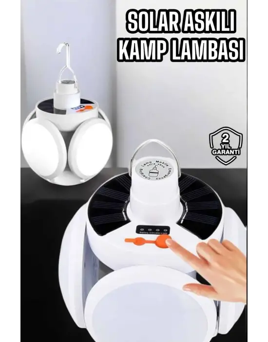 Katlanabilir Taşınabilir Kamp Lambası Işıldak Beyaz Işık Güneş Enerjili Solar Aydınlatma