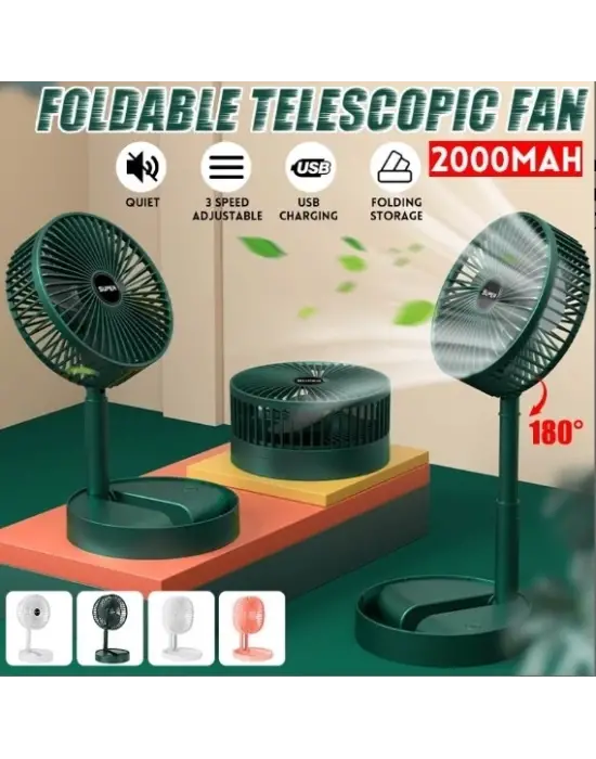 Katlanır Teleskopik Zemin Fanı Yaz Sessiz Öğrenci Masaüstü Fan Usb Şarj Edilebilir Taşınabilir Ev Mini Hava Soğutucu