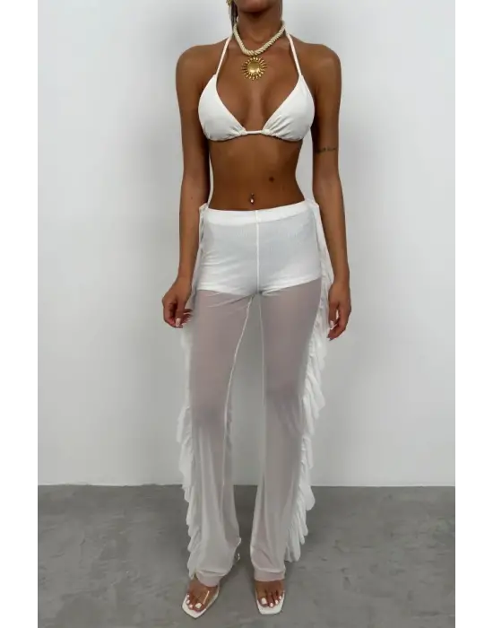 Katlı Transparan Pantolon