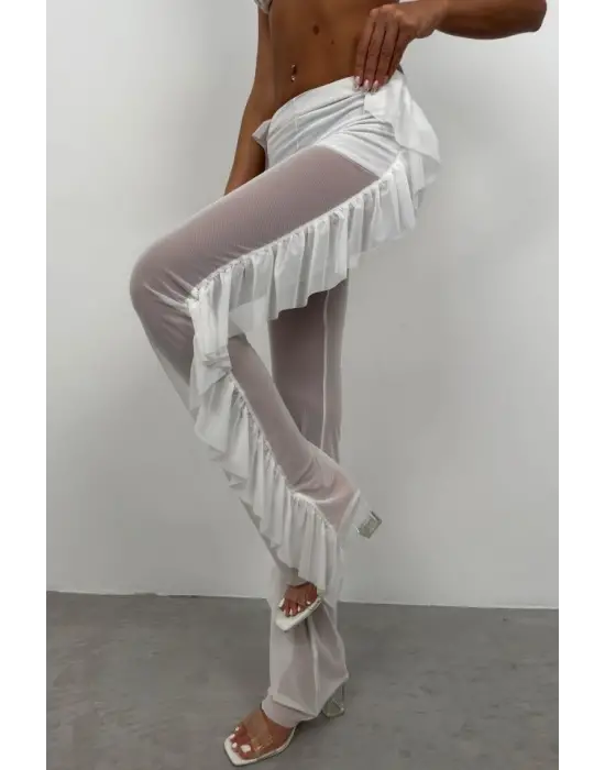 Katlı Transparan Pantolon