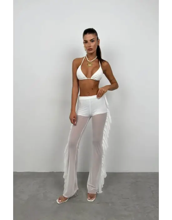 Katlı Transparan Pantolon