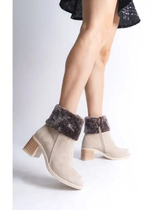 Modern Fermuarlı Süet Bayan Bot