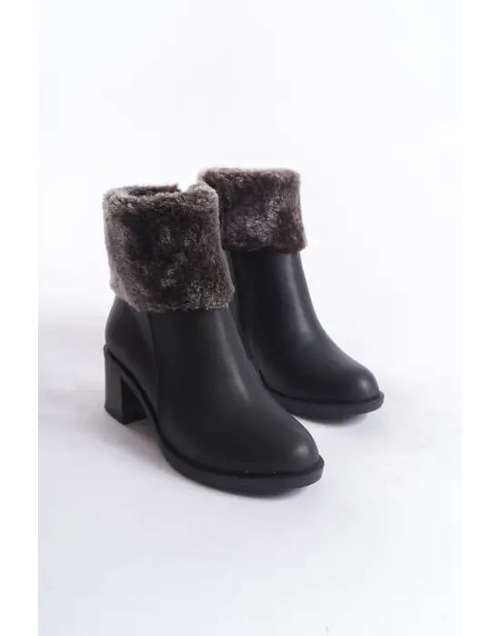 Modern Taban Topuklu Kürk Detaylı Bayan Bot