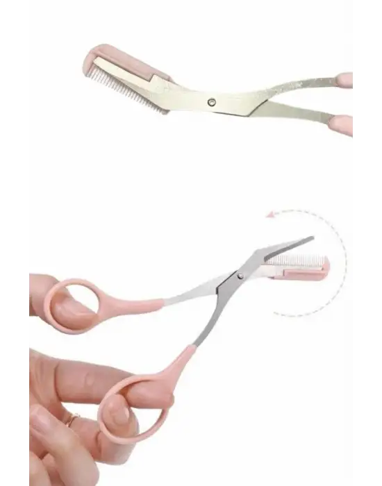 Kavisli Kaş Düzeltici Seti Kaş Makası Ve Kaş Usturası Paslanmaz Çelik Bıçaklı