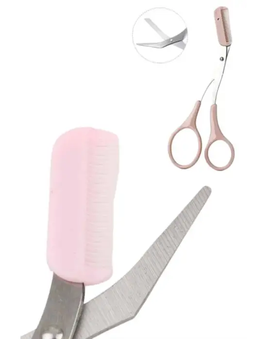 Kavisli Kaş Kirpik Düzeltici Bıyık Alma Taraklı Kaş Makası Yüz Bakım Seti Makas