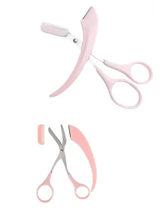 Kavisli Kaş Kirpik Düzeltici Bıyık Alma Taraklı Kaş Makası Yüz Bakım Seti Makas