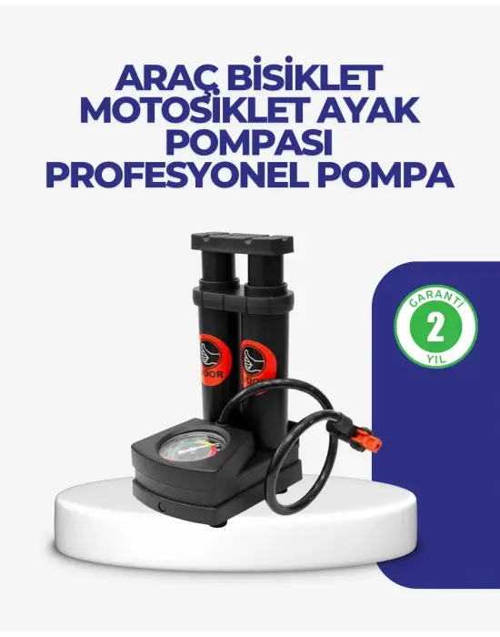 Kaymaz Pedallı Ayaklı Hava Pompası Tüm Supap Uyumlu