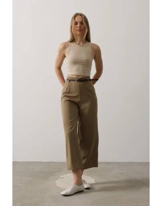 Kemer Pens Detaylı Pantolon - Haki