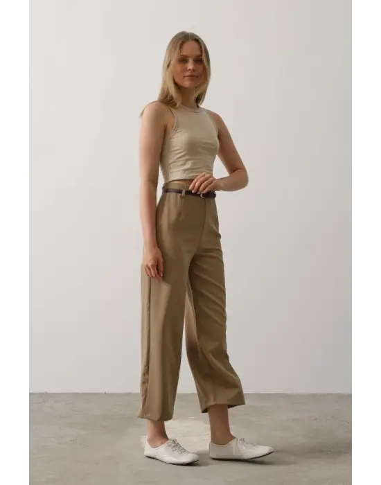 Kemer Pens Detaylı Pantolon - Haki