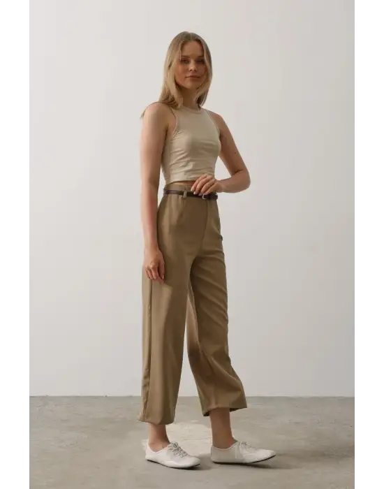 Kemer Pens Detaylı Pantolon - Haki
