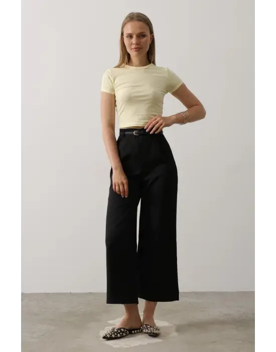 Kemer Pens Detaylı Pantolon - Siyah