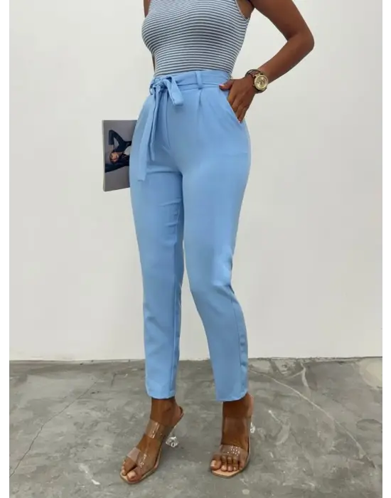 Kemerli Bilek Pantolon     -Bebe Mavi