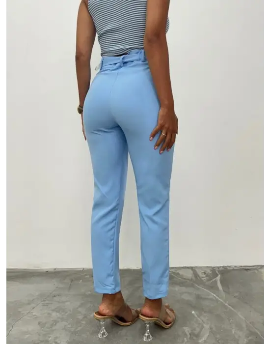 Kemerli Bilek Pantolon     -Bebe Mavi