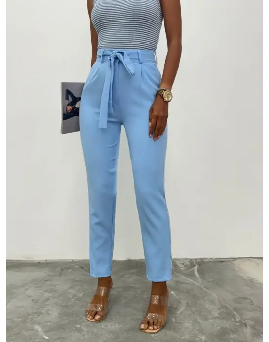 Kemerli Bilek Pantolon     -Bebe Mavi